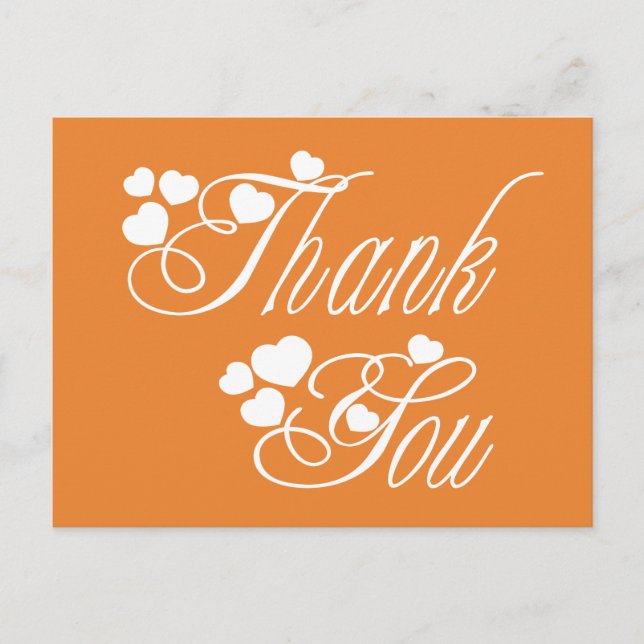 Carte Postale Coeurs D'Amour Orange Et Merci Blanc (Devant)