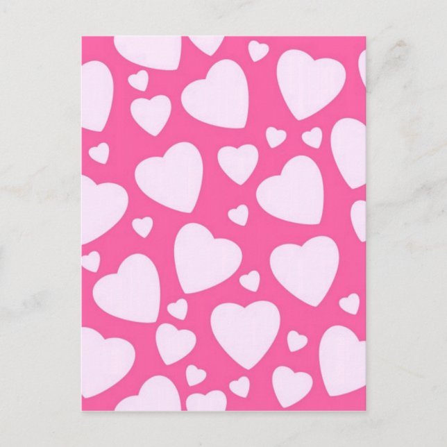 Carte Postale Coeurs d'amour roses (Devant)