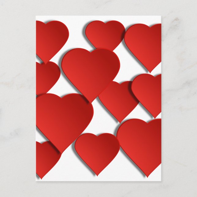 Carte Postale Coeurs d'amour rouges (Devant)