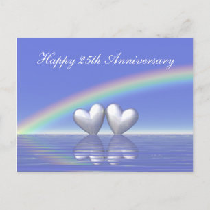 Carte Postale Cœurs d'argent pour les 25 ans de mariage