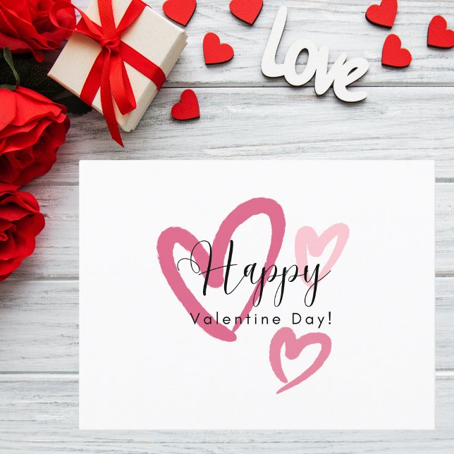 Carte Postale Coeurs de brosse rose Saint-Valentin (Créateur téléchargé)