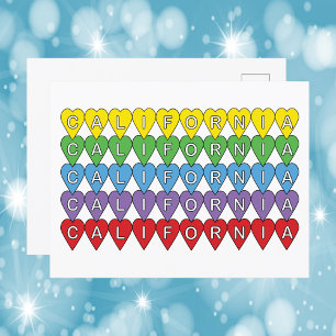 Carte Postale Coeurs de Californie Motif coloré