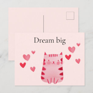 Carte Postale Coeurs de chat rose pâle
