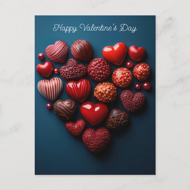 Carte Postale Coeurs de chocolat et de chocolat Saint-Valentin (Devant)