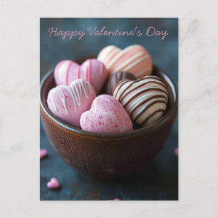 Carte Postale Coeurs de chocolat roses