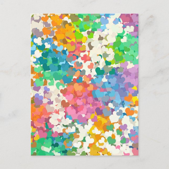 Carte Postale Cœurs de Confettis Pastels (Devant)