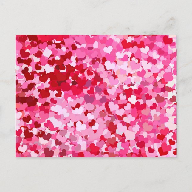 Carte Postale Cœurs de confettis roses (Devant)