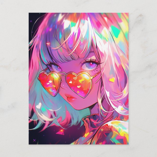 Carte Postale Coeurs de fille Anime (Devant)