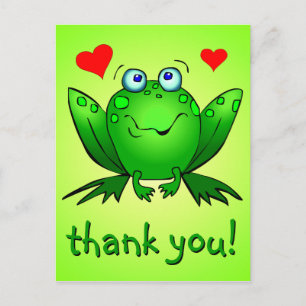 Carte Postale Coeurs de grenouille verte Merci