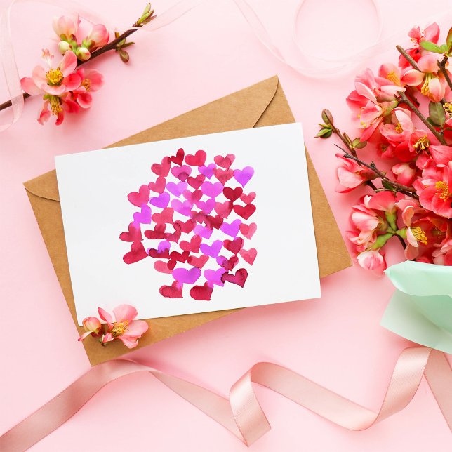 Carte Postale Coeurs de la Saint Valentin - rose et magenta (Créateur téléchargé)