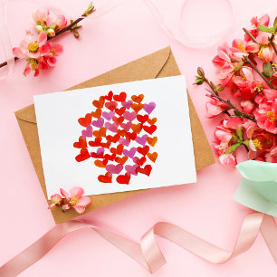 Carte Postale Coeurs de la Saint Valentin - rose et orange