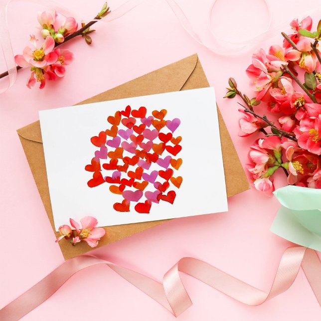 Carte Postale Coeurs de la Saint Valentin - rose et orange (Créateur téléchargé)