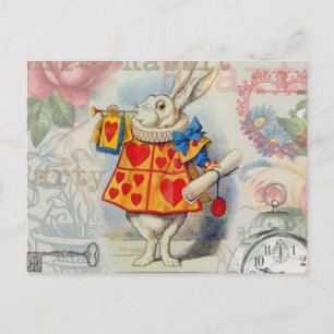 Carte Postale Coeurs de lapin blanc Alice Classic