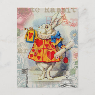Carte Postale Cœurs de Lapin Blanc Alice Classique