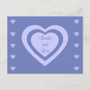 Carte Postale Coeurs de lavande Cornflower Bleu Mariage Merci