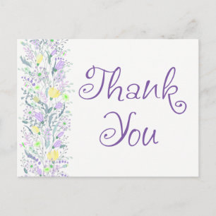 Carte Postale Cœurs de lavande violette remerciement floral