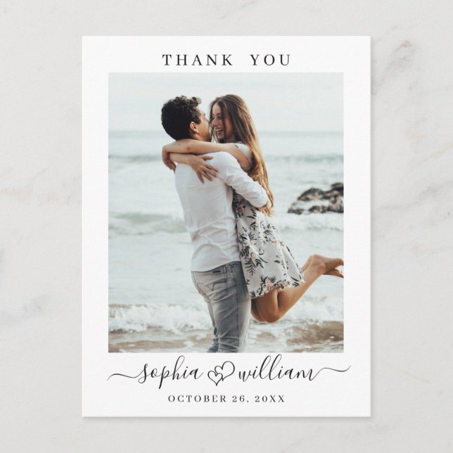 Carte Postale Coeurs de mariage tout simplement élégants Merci p (Devant)