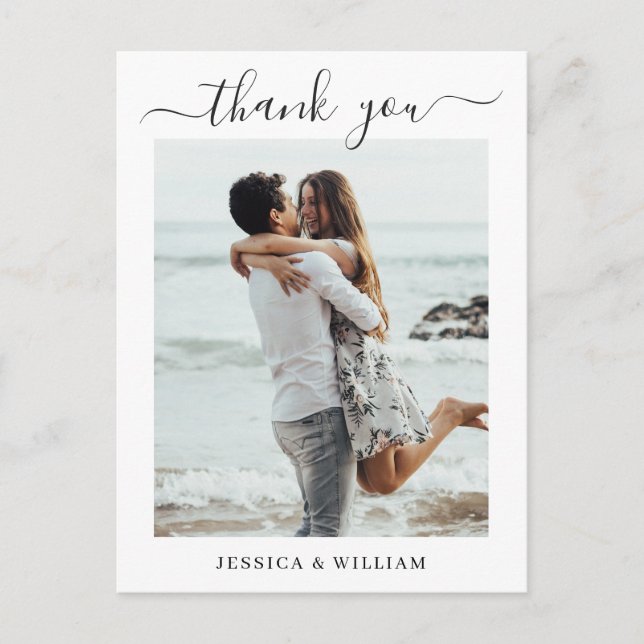 Carte Postale Coeurs de mariage tout simplement élégants Merci p (Devant)