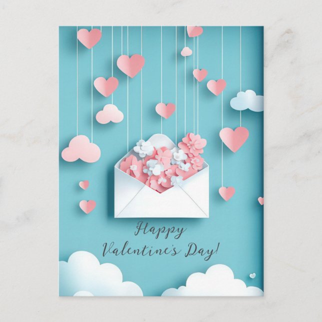 Carte Postale Coeurs de papeterie mignonne Salutation de Saint V (Devant)