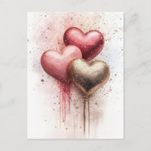 Carte Postale Coeurs de parties scintillant de couleur douce Sal