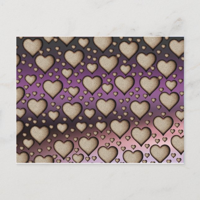 Carte Postale Cœurs de sable sur fond violet (Devant)