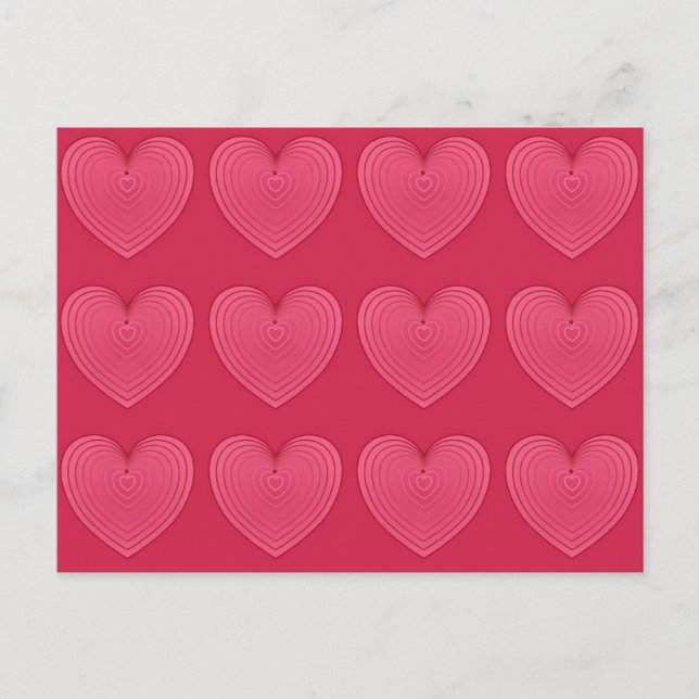 Carte Postale Coeurs de satin rose Rose profond (Devant)
