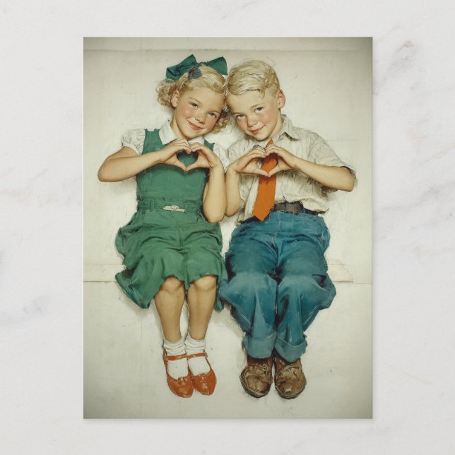 Carte Postale Cœurs doux vintage de l'enfance (Devant)