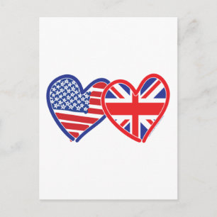 Carte Postale Coeurs du drapeau américain/Union Jack