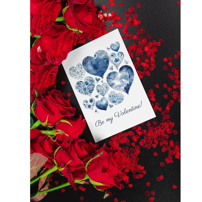 Carte Postale Cœurs en bleu de Delft, Saint-Valentin  (Créateur téléchargé)