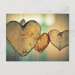 Carte postale Coeurs en bois