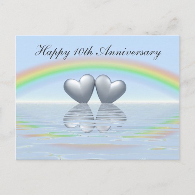Carte Postale Cœurs en fer-blanc pour 10e anniversaire (Devant)