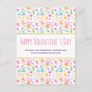 Carte Postale Coeurs et amour Aquarelle Motif Saint Valentin