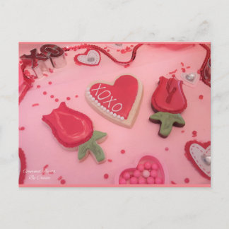 Carte Postale Coeurs et biscuits à sucre Rose