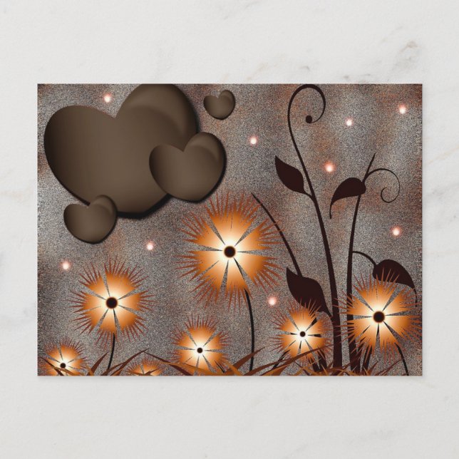 Carte Postale Coeurs et fleurs (Devant)