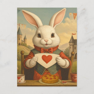 Carte Postale Cœurs Fantaisistes de Lapin Blanc Enchantant le Pa