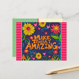 Carte Postale Coeurs Floraux Amusants Citation Incroyable d'Insp