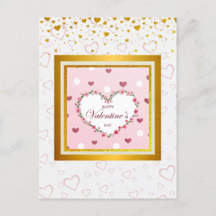 Carte Postale Cœurs Floraux de Rose Rose Clair Cadeaux de la Sai