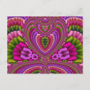 Carte Postale Coeurs fractaux colorés Abstraits