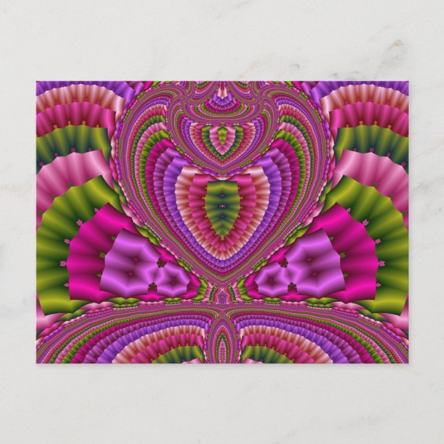 Carte Postale Coeurs fractaux colorés Abstraits (Devant)