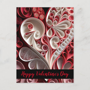 Carte Postale Coeurs Heureuses Saintes-Valentin rouges et roses