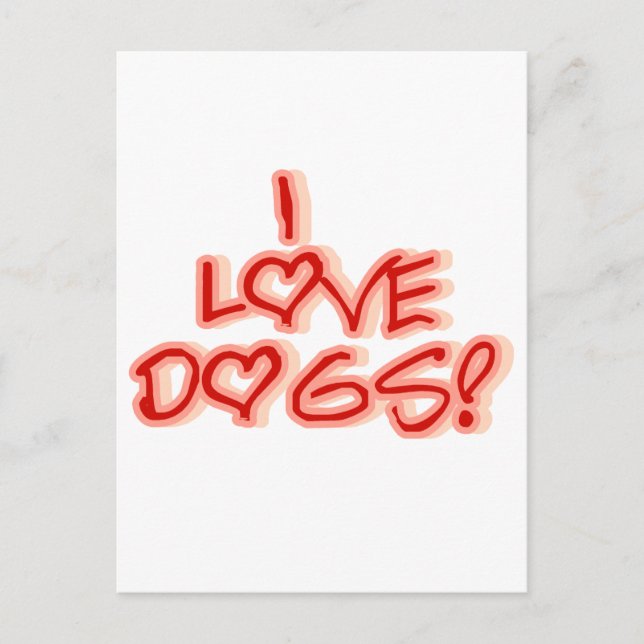 Carte Postale Coeurs I Love Chiens Tshirts et cadeaux (Devant)