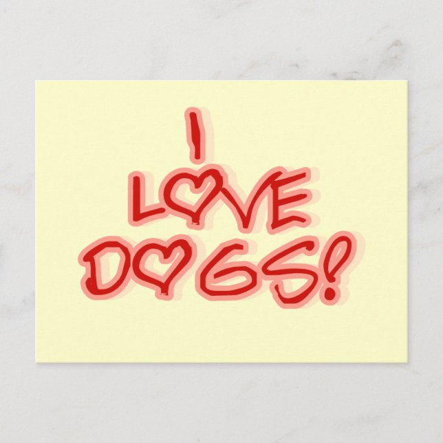Carte Postale Coeurs I Love Chiens Tshirts et cadeaux (Devant)