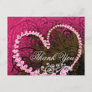 Carte Postale Coeurs Merci Rasberry