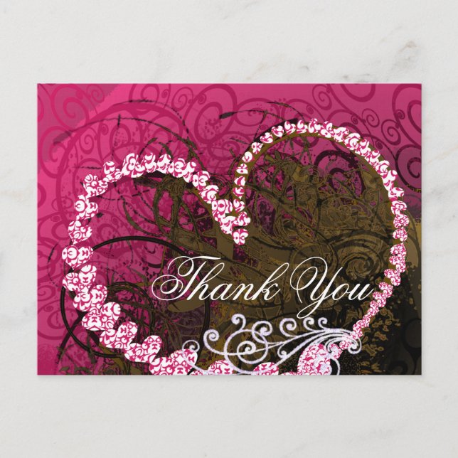 Carte Postale Coeurs Merci Rasberry (Devant)