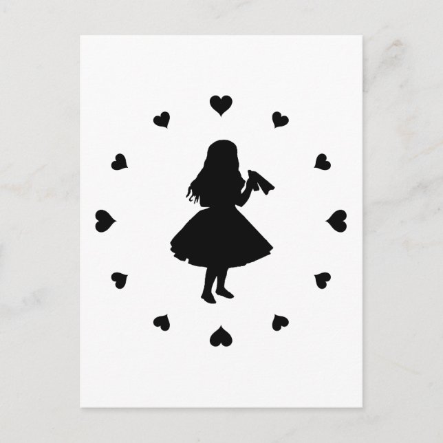 Carte Postale Coeurs noirs autour d'Alice Boissons (Devant)