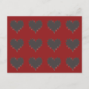 Carte Postale Coeurs noirs gothiques sur le rouge