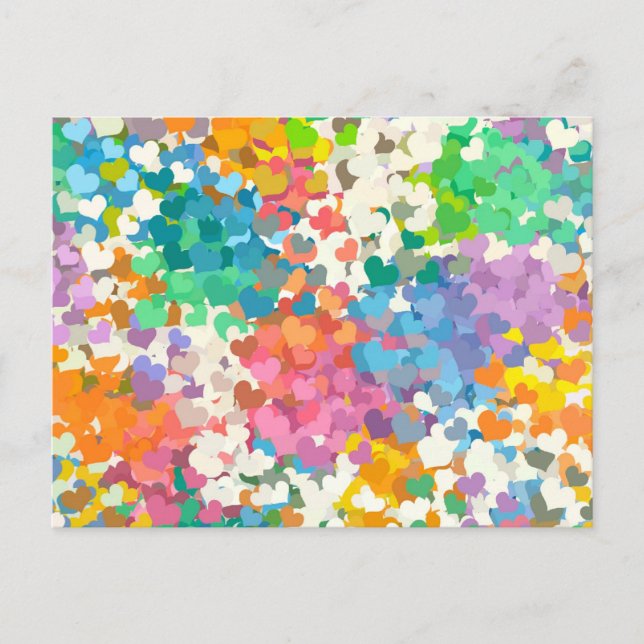 Carte Postale Coeurs Pastel Confetti (Devant)
