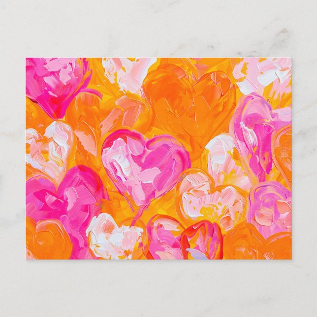 Carte Postale Cœurs peints Abstrait vibrant pour la Saint-Valent (Devant)