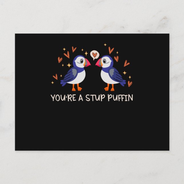 Carte Postale Coeurs Puffin Stud Puffins Puffins Love Seabirds (Devant)