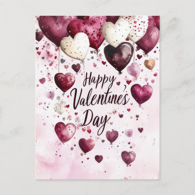 Carte Postale Coeurs rose foncé et blanc Salutation Saint-Valent (Devant)